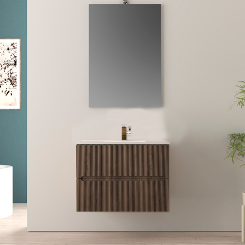 FAN | Mobile bagno 60cm sospeso cannettato - Noce