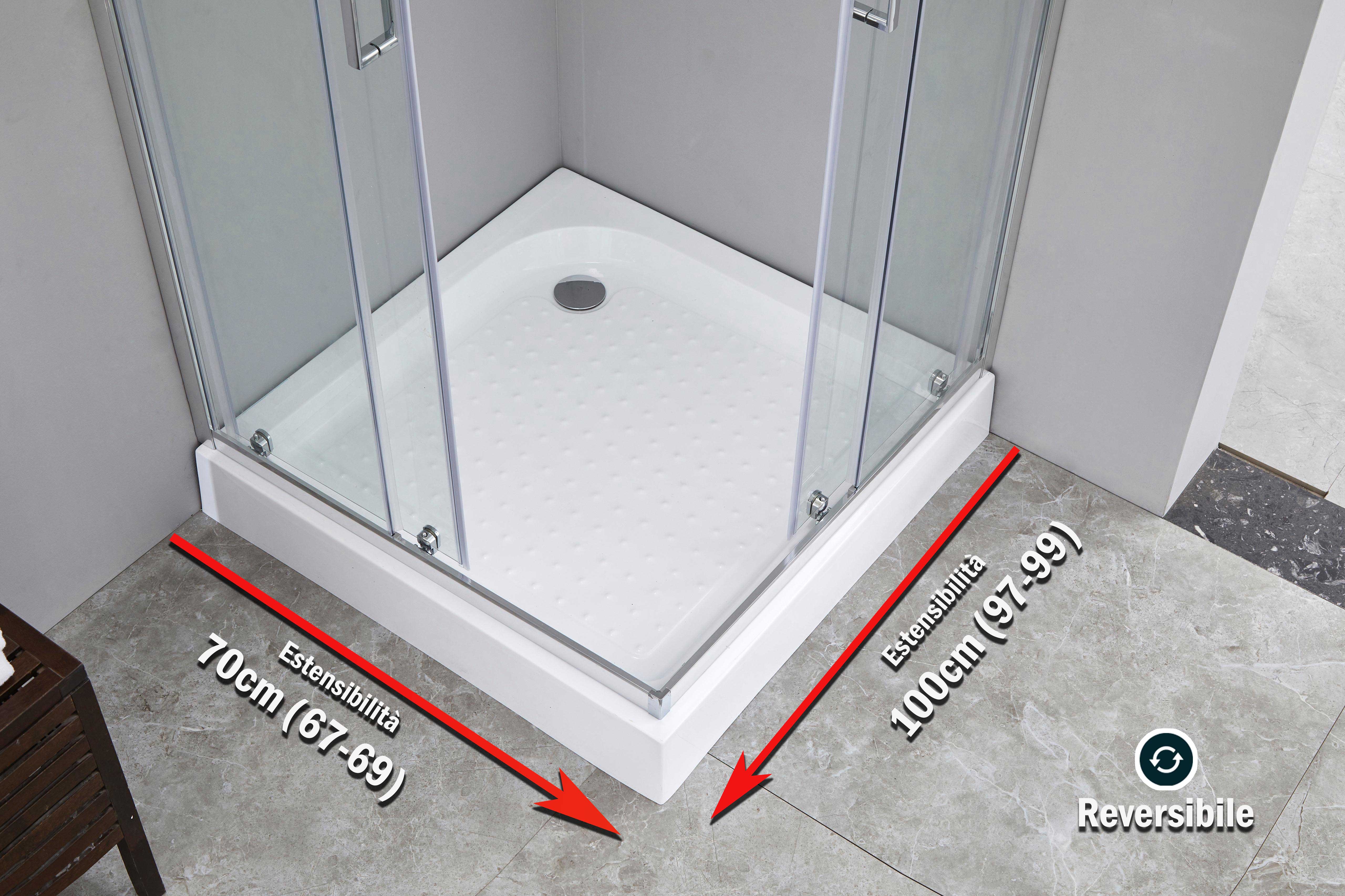 UNIK 6mm 70x100 | Box Doccia Quadrato - Cabina in vetro temperato trasparente h190