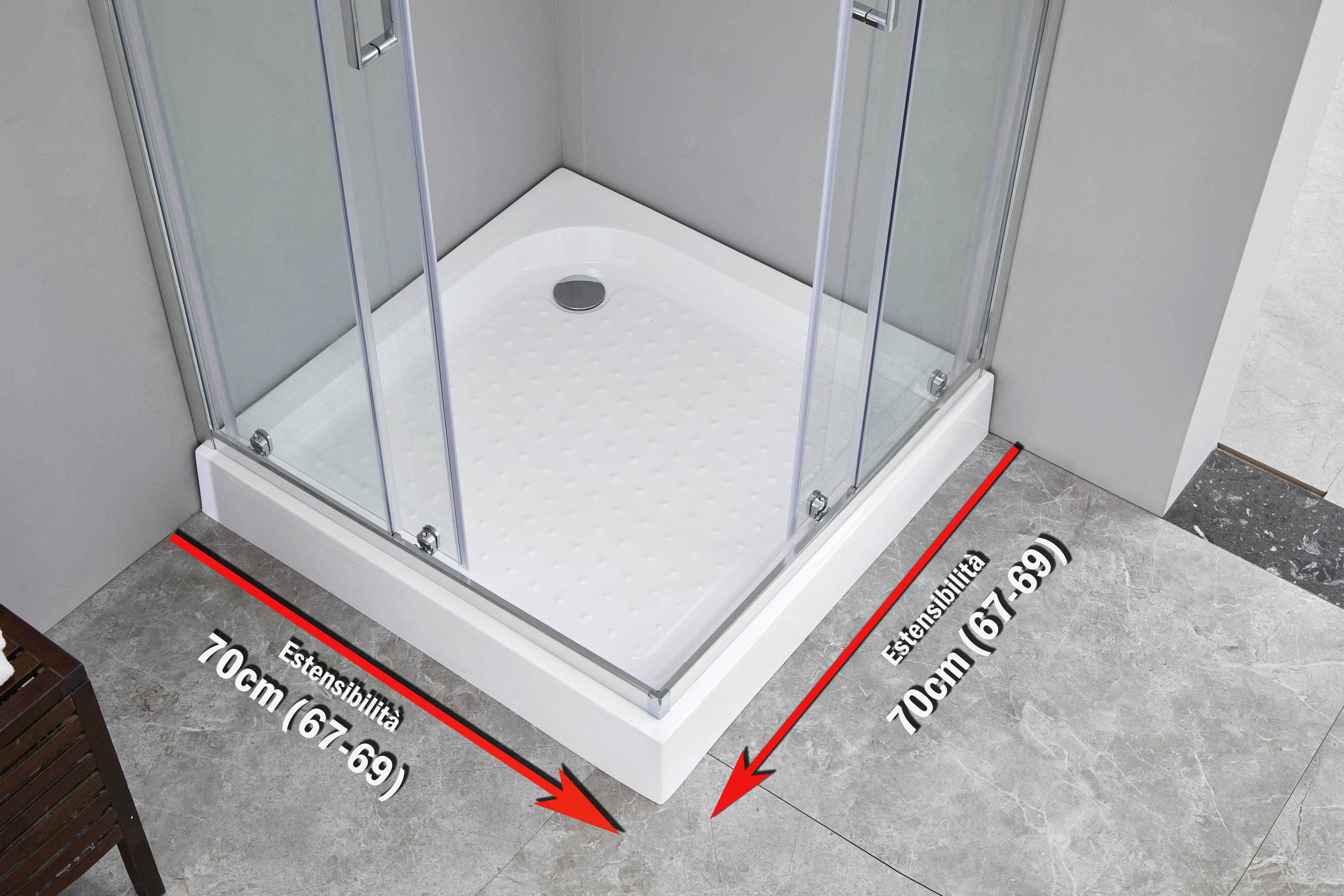 UNIK 6mm 70x70 | Box Doccia Quadrato - Cabina in vetro temperato trasparente h190