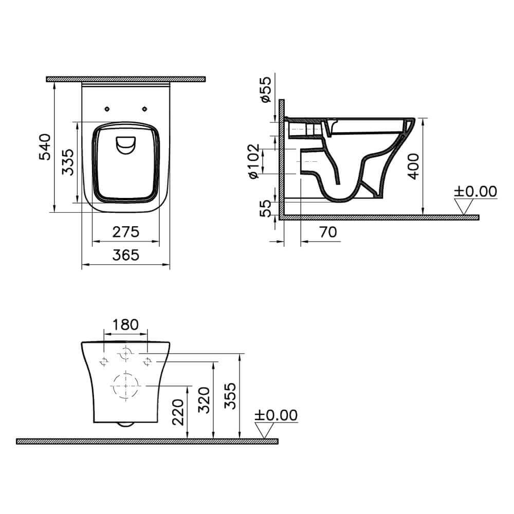 SQUARE | Wc rimless Sospeso