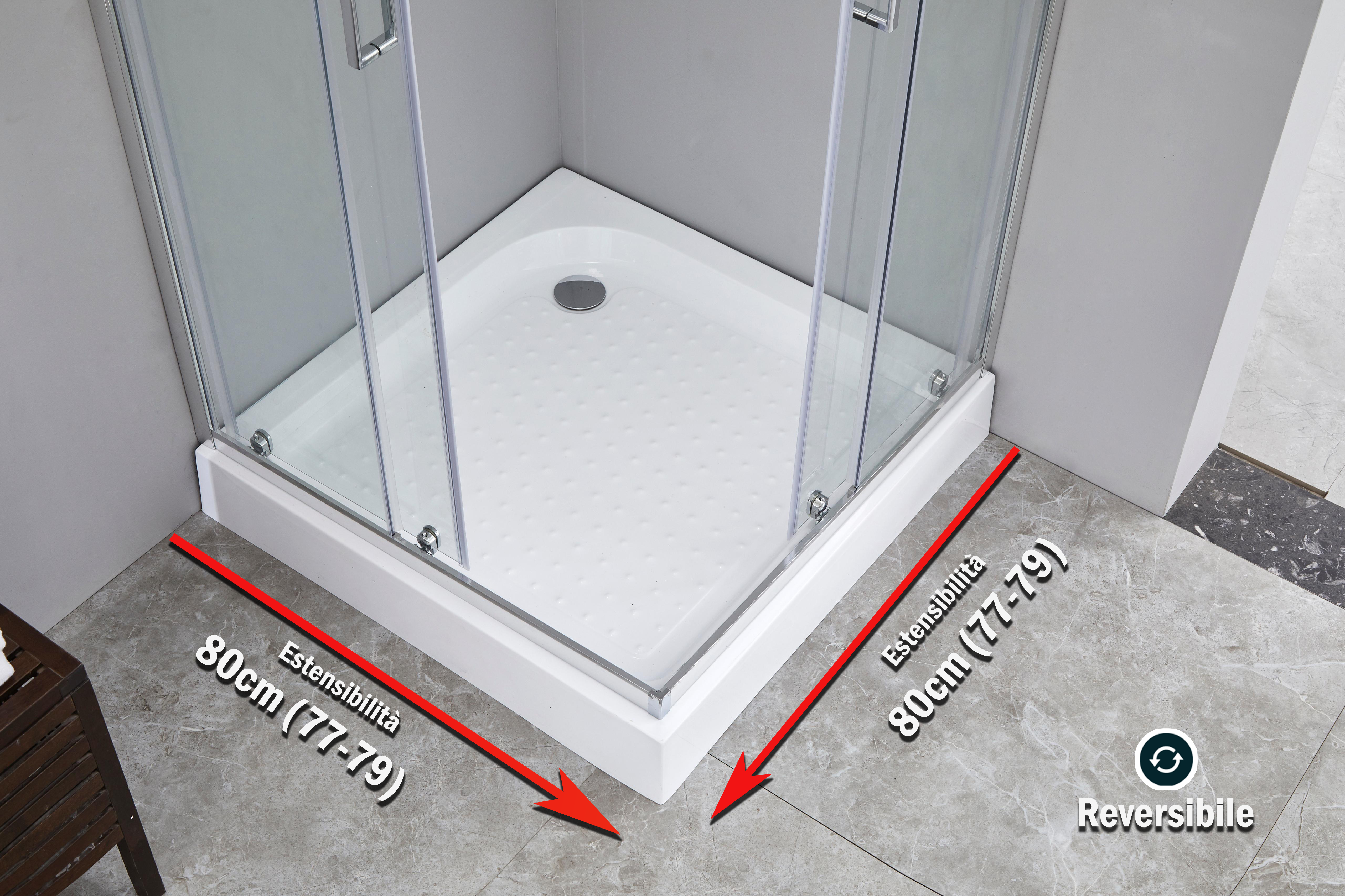 UNIK 6mm 80x80 | Box Doccia Quadrato - Cabina in vetro temperato trasparente h190