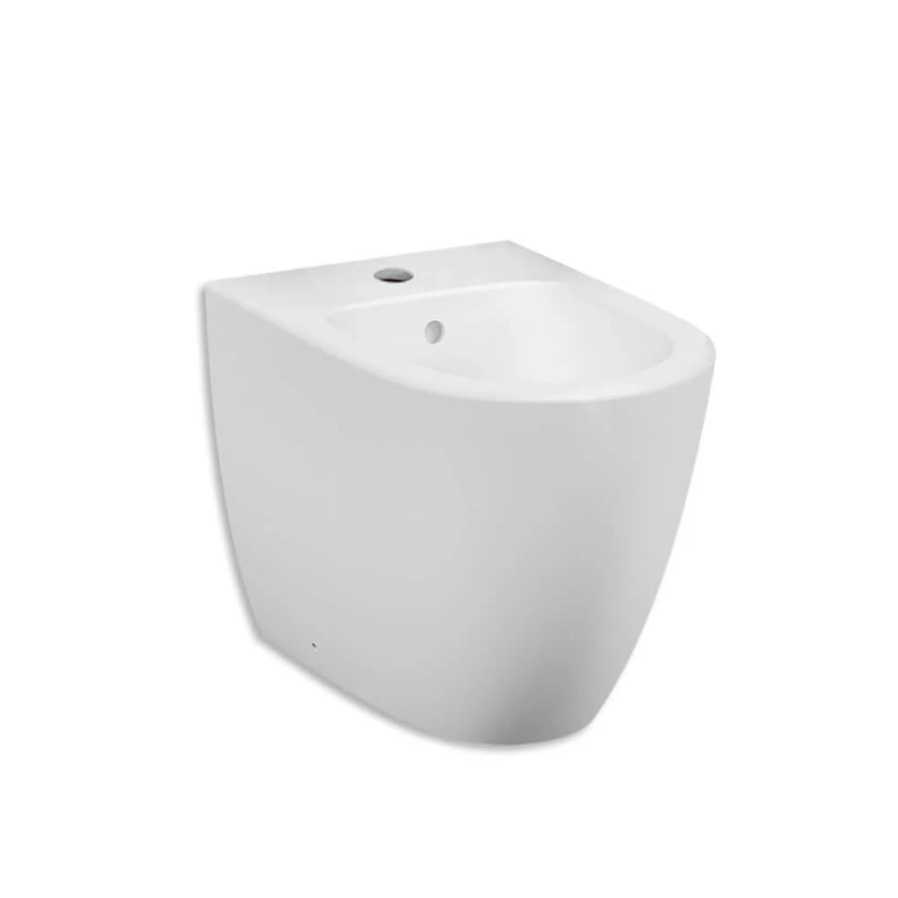 NETOS | Set sanitari Bianco Opaco a terra Filo muro WC Bidet e Coprivaso con Tecnologia Rimless