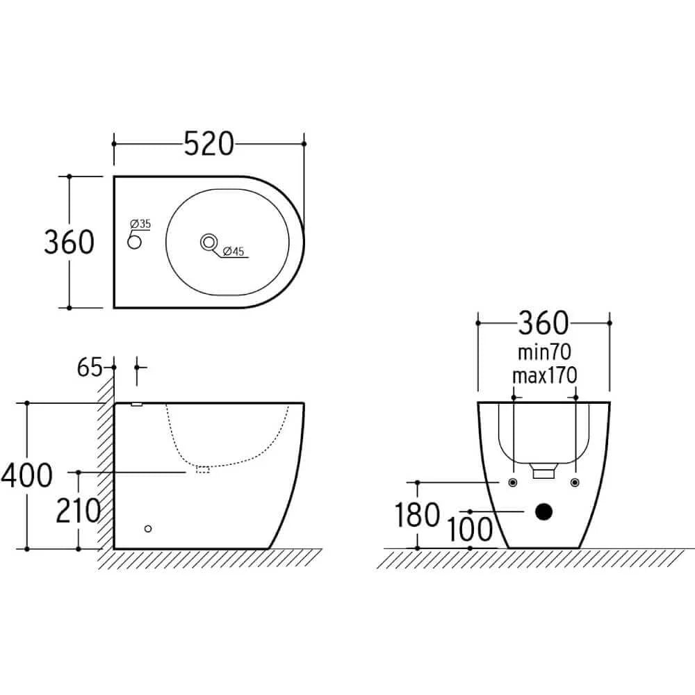 ARIES | Set sanitari a terra filo muro con tecnologia rimless