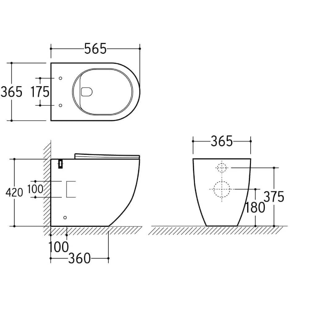 TAURUS | WC a terra filo muro con scarico Vortex