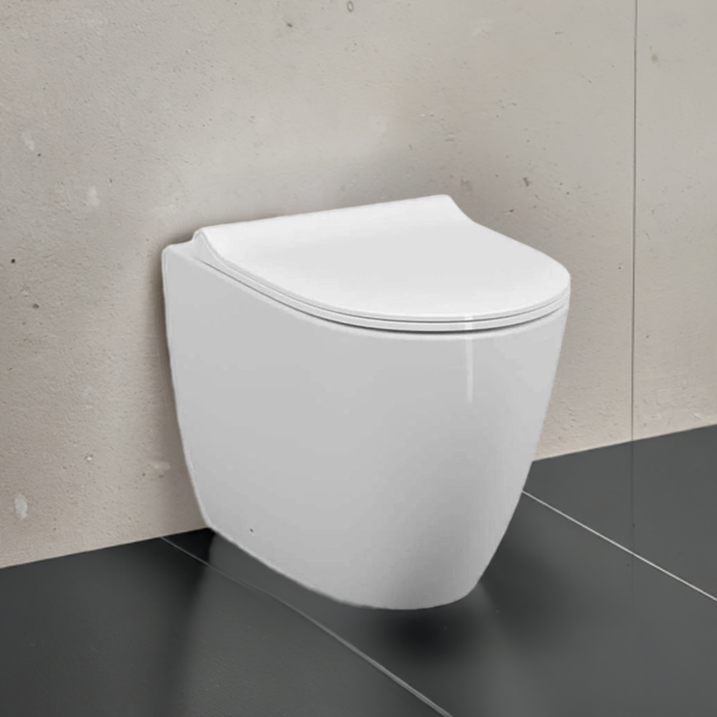 NETOS | Wc con scarico rimless a terra filo muro bianco