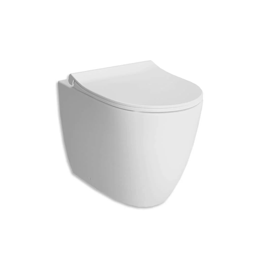 NETOS | Set sanitari Bianco Opaco a terra Filo muro WC Bidet e Coprivaso con Tecnologia Rimless