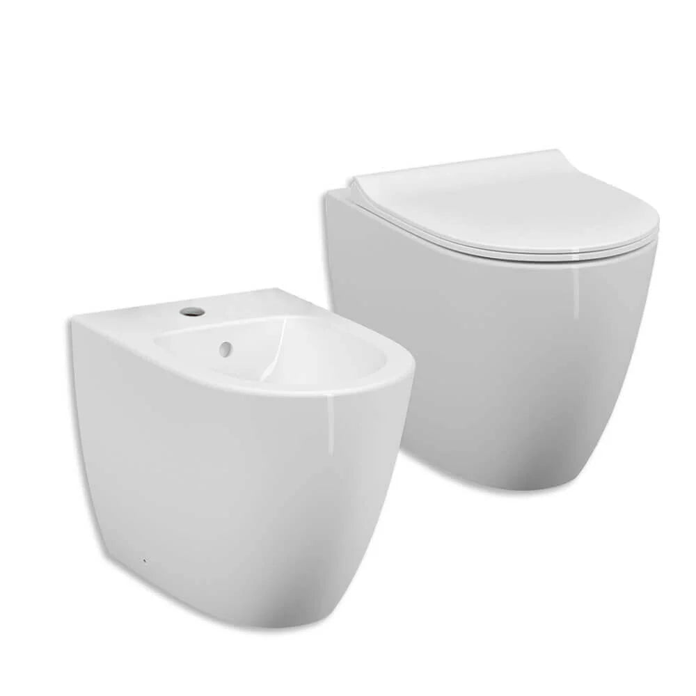 NETOS | Set sanitari a terra Filo muro WC Bidet e coprivaso
