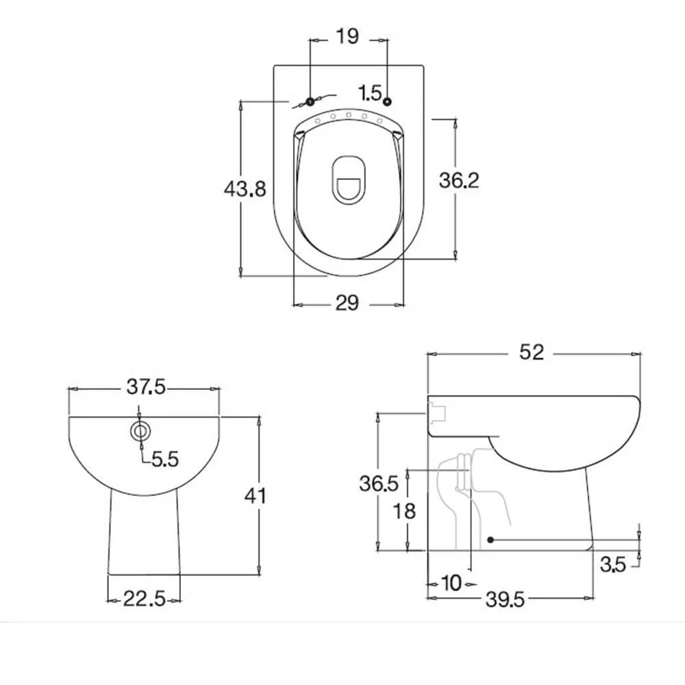 LARA | Set sanitari a terra filomuro con wc rimless