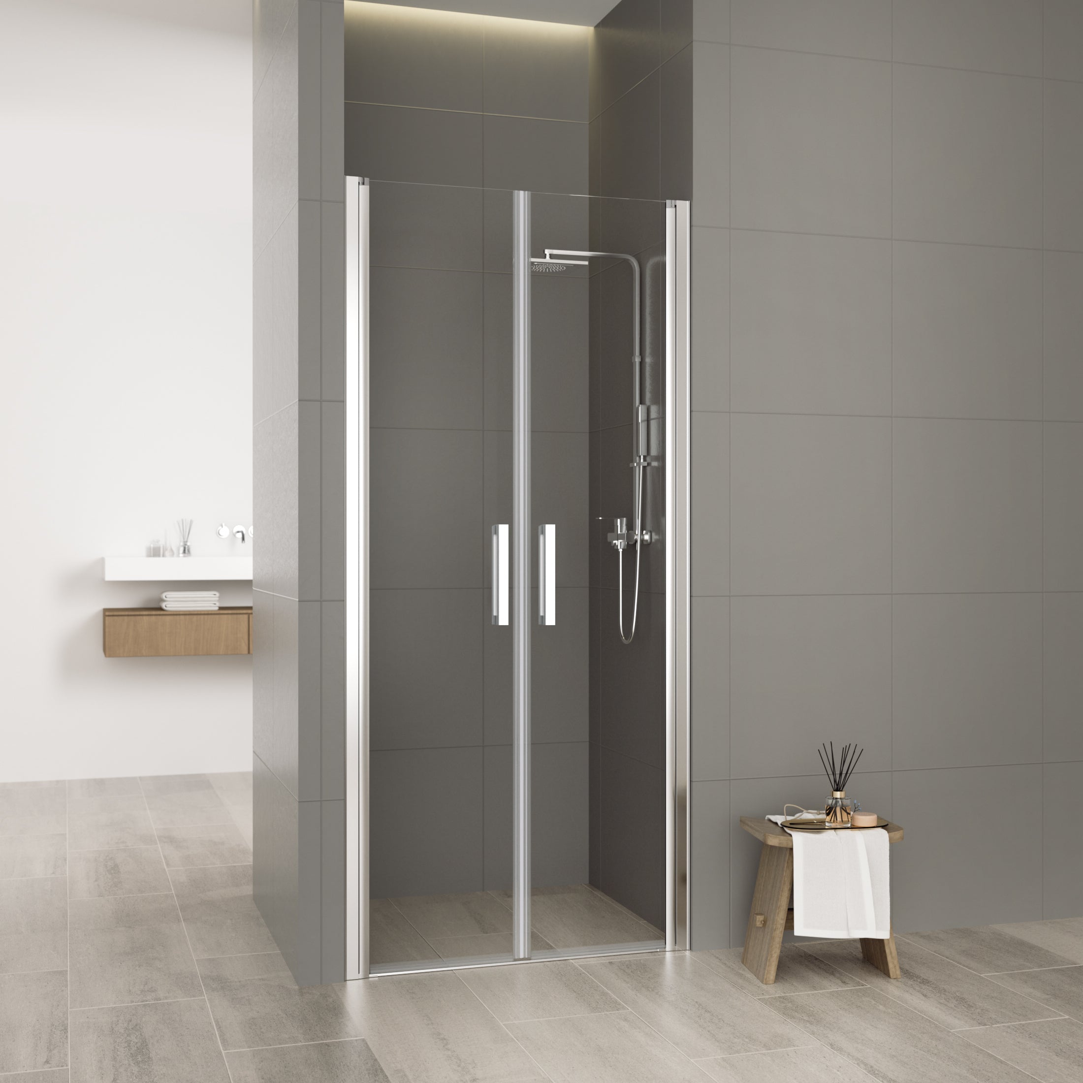 ADVANCE 100cm | Box doccia 6MM Saloon per nicchia in cristallo temperato h195