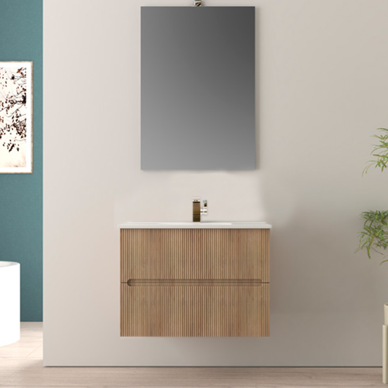 FAN | Mobile bagno 60cm sospeso cannettato - Rovere Tobacco