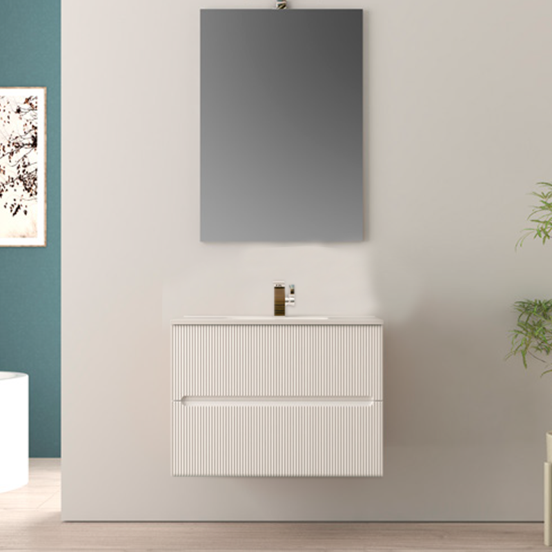FAN | Mobile bagno 60cm sospeso cannettato - Bianco Opaco