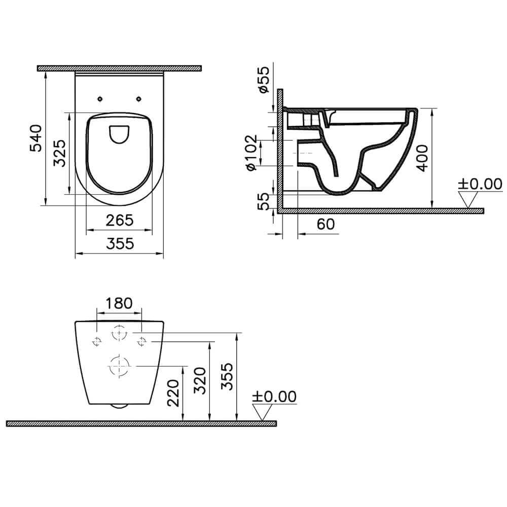 ROUND | Wc rimless sospeso bianco