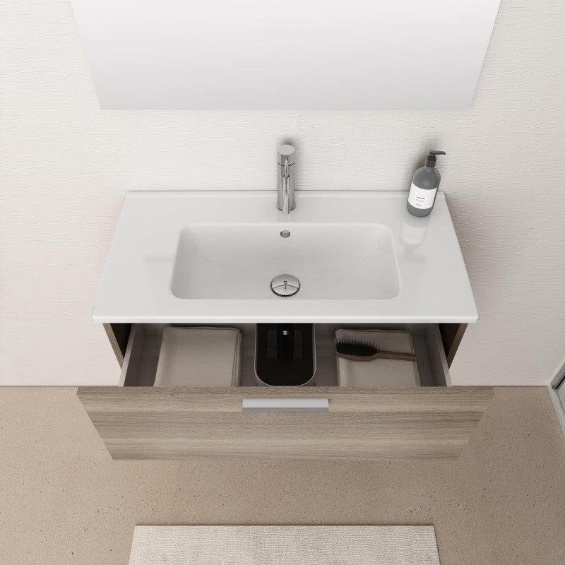 Easy | Mobile bagno sospeso 80cm con Specchio e lampada Led - Rovere